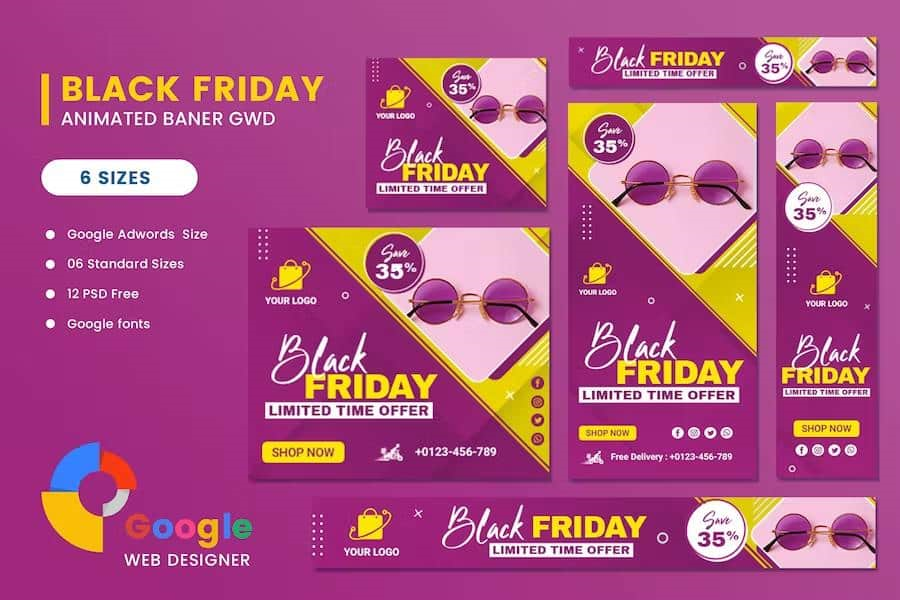 BLACK FRIDAY SALE FASHION EYEWEAR HTML5 BANNER ADS